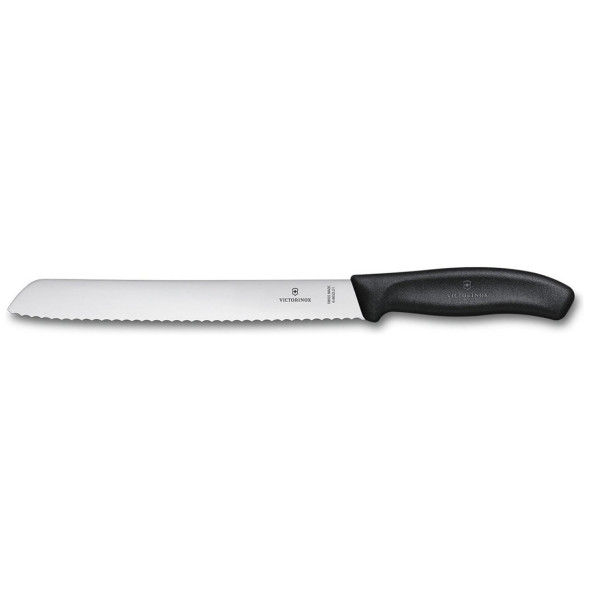 Нож для хлеба 21 см волнистое лезвие чёрный в блистере  Victorinox &quot;Swiss Classic&quot; / 320284