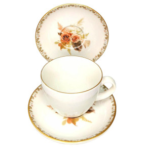 Набор чайных пар 230 мл 6 шт белые  O.M.S. Collection "Розы" / 296860