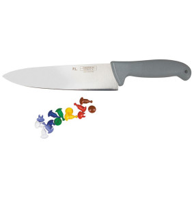 Шеф-нож с цветными кнопками 20 см  P.L. Proff Cuisine "PRO-Line" серый / 316429