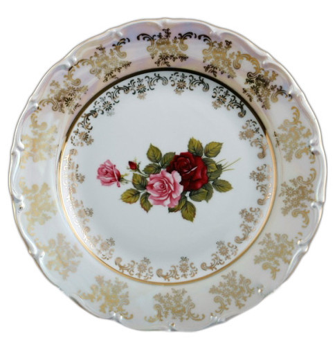 Набор тарелок 21 см 6 шт  Bohemia Porcelan Moritz Zdekauer 1810 s.r.o. &quot;Офелия /Роза перламутр&quot; / 024600