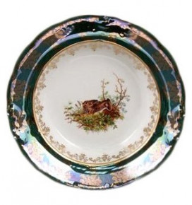 Тарелка 23 см 1 шт глубокая  Royal Czech Porcelain "Фредерика /Охота зеленая" / 204005