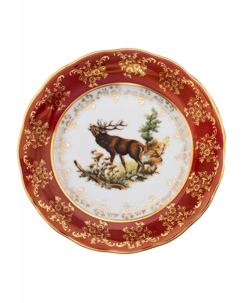 Тарелка 19 см 1 шт  Royal Czech Porcelain &quot;Аляска /Охота красная&quot; / 204855
