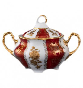 Сахарница 300 мл  Royal Czech Porcelain "Болеро /Золотая роза /Красная" / 203620