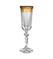 Бокалы для шампанского 150 мл 6 шт  Crystalite Bohemia "Кристина /Цветочный узор на золоте" / 038706