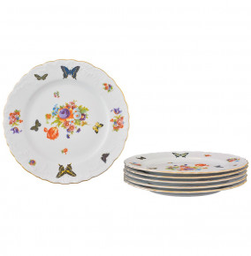 Набор тарелок 25 см 6 шт  Royal Czech Porcelain "Рококо /Бабочки 04" / 203573