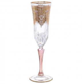 Бокалы для шампанского 180 мл 6 шт  RCR Cristalleria Italiana SpA "Timon /Адажио /Розовые с золотом" / 148407