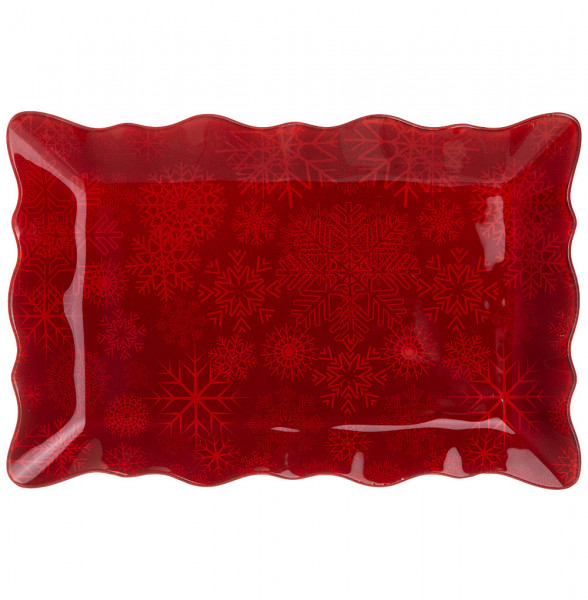 Блюдо 25 см прямоугольное красное  LEFARD &quot;Новогодний калейдоскоп /Снежинки&quot; / 268481