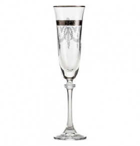 Бокалы для шампанского 190 мл 6 шт  Crystalite Bohemia "Александра /436528 /Панто /Платиновый кант" / 157004