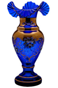 Ваза для цветов 40 см волна  Bohemia "Лепка синяя" / 004803