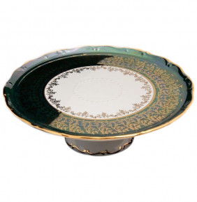 Тортница н/н  Bavarian Porcelain "Мария-Тереза /Зелёная /Золотые листики" / 064374