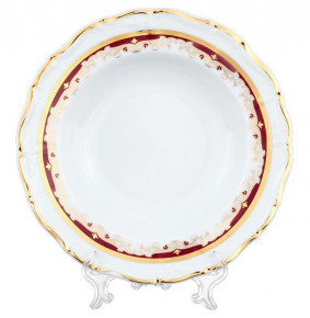 Набор тарелок 23 см 6 шт глубокие  Thun "Мария-Луиза /Лилии на красном" / 056427