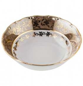 Салатник 24 см  Royal Czech Porcelain "Мария-Тереза /Бежевая /Золотые листики" / 204382