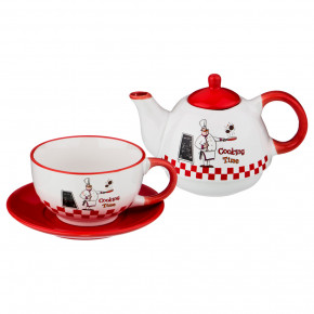 Чайный набор 2 предмета (чайник 330 мл и чашка 280 мл)  LEFARD "Cook /Красный" / 187079