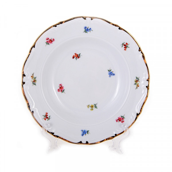Набор тарелок 24 см 6 шт глубокие  Bavarian Porcelain &quot;Мария-Тереза /Мелкие цветы /Отводка золото&quot; / 133237