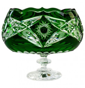 Фруктовница 25,5 см н/н  Aurum Crystal "Нордика /Зеленая" / 152689