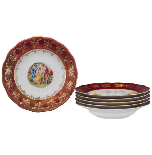 Набор тарелок 23 см 6 шт глубокие  Royal Czech Porcelain &quot;Фредерика /Мадонна красная&quot; / 093077