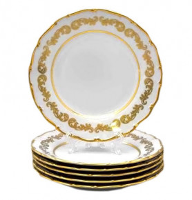 Набор тарелок 21 см 6 шт  Bohemia Porcelan Moritz Zdekauer 1810 s.r.o. "Анжелика /Золотые вензеля" / 010857