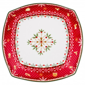 Салатник 33 х 33 х 5 см квадратный  LEFARD "Christmas Collection /Снежинка красная" / 192449