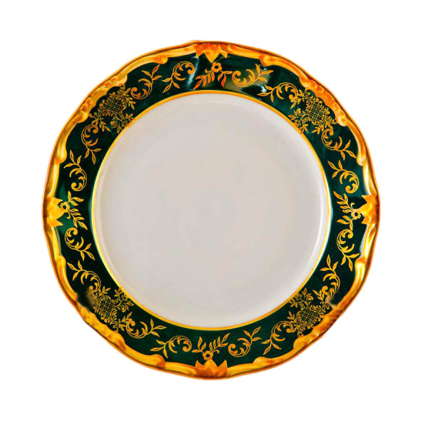 Набор тарелок 24 см 6 шт  Weimar Porzellan &quot;Ювел /Зелёный с золотым узором&quot; / 021045