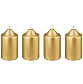 Набор свечей 8 х 4 см 4 шт (золотой металлик) / 210455