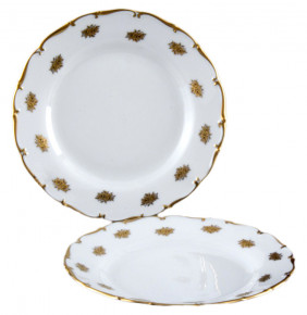 Набор тарелок 25 см 6 шт  Bohemia Porcelan Moritz Zdekauer 1810 s.r.o. "Анжелика /Маленькие золотые розочки" / 033828