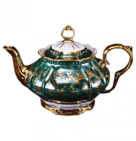 Заварочный чайник 1,2 л  Bohemia Porcelan Moritz Zdekauer 1810 s.r.o. "Магнолия /Зелёная с золотыми листиками" / 054136