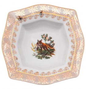 Набор тарелок 22,5 см 6 шт глубокие  Royal Czech Porcelain "Львов /Охота бежевая" / 203486