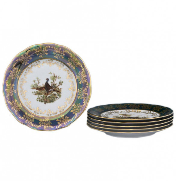 Набор тарелок 19 см 6 шт  Royal Czech Porcelain &quot;Фредерика /Охота зелёная&quot; / 094531
