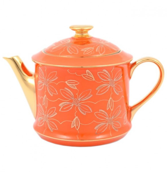 Заварочный чайник 400 мл  Leander &quot;Виндзор /Золотые цветы /оранжевый&quot; / 147231